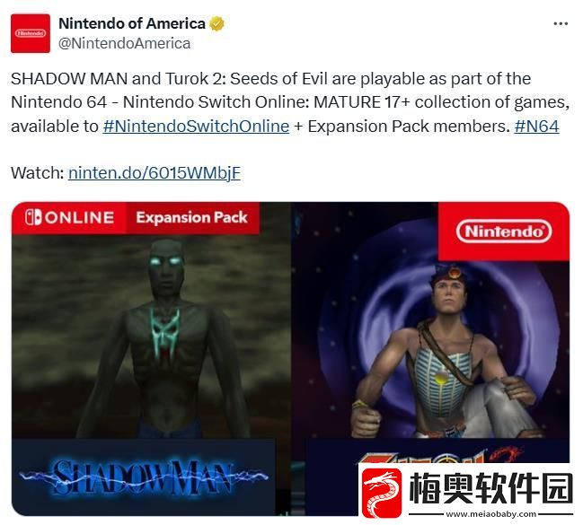 美服Switch-Online会员经典游戏库新增两款N64游戏：夜影侠和恐龙猎人2